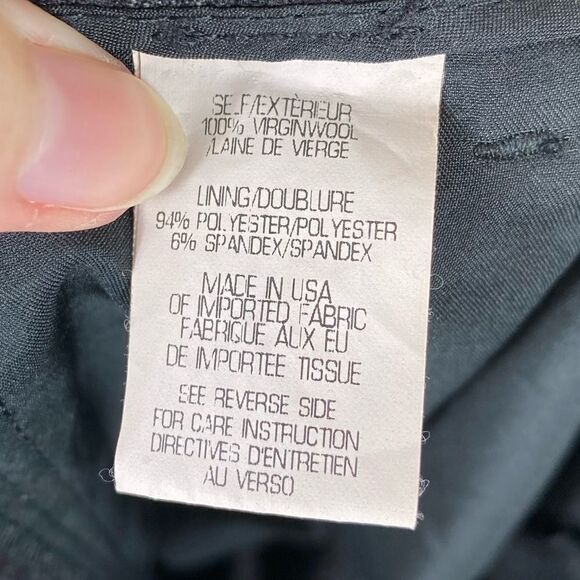 Theory Ashleen Black & Red Pinstriped Virgin Wool Flared Trousers - Picture 5 of 7